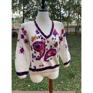 Vintage Ivy Wear Floral Knit Sweater S